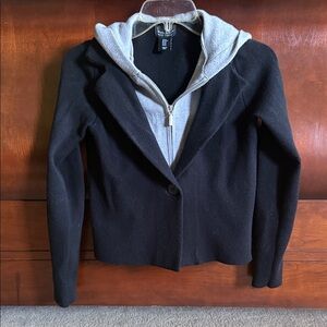 Nicole Miller Black and Gray Jacket with Hoodie